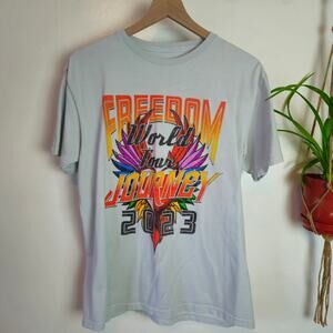Journey 2023 Freedom World Tour Short Sleeve Tee L Pale Grey T-Shirt‎
